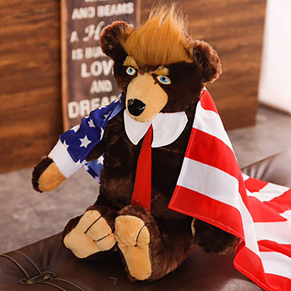 Donald Trump Teddy Flag Bear Plush Toy Cute Animal Bear Dolls